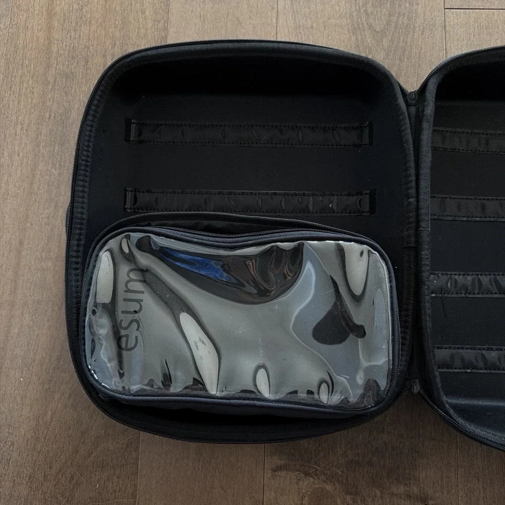 Esum Cosmetics Pro Makeup Kit Bag Case Black Hard Shell Organizer Storage